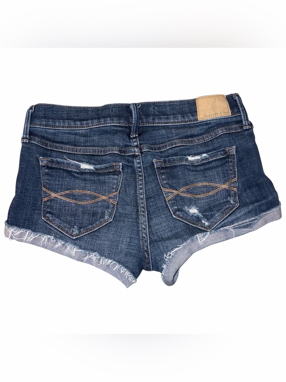 Abercrombie & Fitch 4 Low Rise Dark Wash Distressed Denim Cuffed Shorts